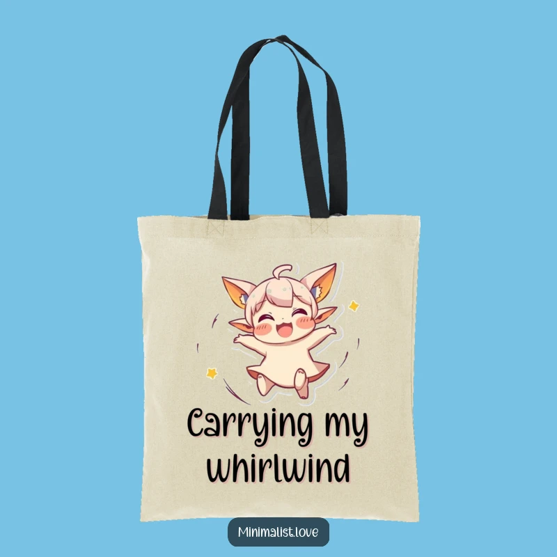 Funny Spinning Character Tote Bag: Joyful Pointed Ears, Handy Funny Gift!