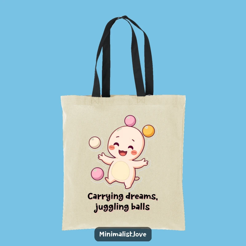 Funny Juggling Character Tote Bag: Grinning Dots-Cheeks Pal, Handy Funny Gift!